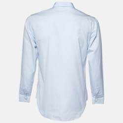 Dior Homme Blue Embroidered Cotton Button Front Shirt M
