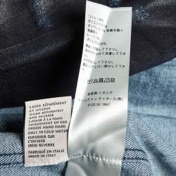 Pre Owned Dior Homme Black Coated Denim Embroidered Shirt L