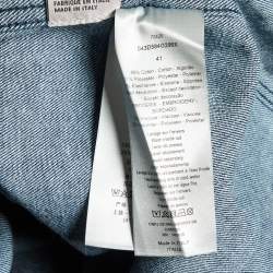 Pre Owned Dior Homme Black Coated Denim Embroidered Shirt L