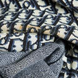 Pre Owned Dior Homme Blue Oblique Jacquard Knit Overshirt L