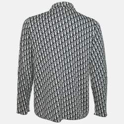 Pre Owned Dior Homme Blue Oblique Jacquard Knit Overshirt L