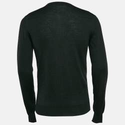 مملوكة مسبقًا Dior Homme Dark Green Wool Knit V-Neck Sweatshirt S