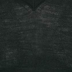 مملوكة مسبقًا Dior Homme Dark Green Wool Knit V-Neck Sweatshirt S