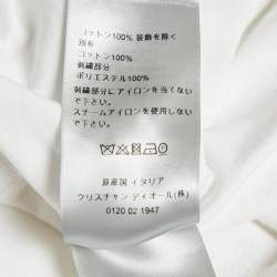 Pre Owned Dior Homme White/Blue Logo Print Colorblocked Cotton Knit T-Shirt M