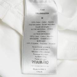 Pre Owned Dior Homme White/Blue Logo Print Colorblocked Cotton Knit T-Shirt M