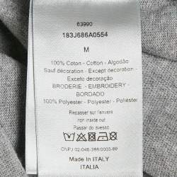 Pre Owned Dior Homme Grey Printed Cotton Knit Crew Neck T-Shirt M