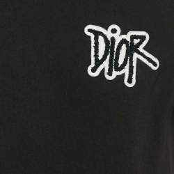 Pre Owned Dior Homme Black Logo Applique Cotton Crew Neck T-Shirt M