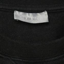 Pre Owned Dior Homme Black Logo Applique Cotton Crew Neck T-Shirt M