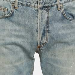 Pre Owned Dior Homme Blue Washed Denim Straight Leg Jeans L Waist 34"