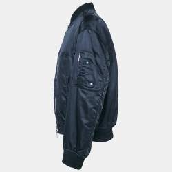 مملوكة مسبقًا Dior Homme Black/Navy Blue Nylon Zipper Detail Bomber Jacket XL