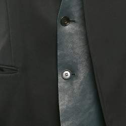 Pre Owned Dior Homme Black Leather Trim Wool Single Breasted Blazer L