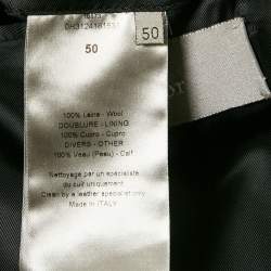 Pre Owned Dior Homme Black Leather Trim Wool Single Breasted Blazer L