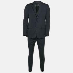 Dior Homme Navy Blue Wool Single Breasted Pants Suit M