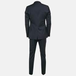 Dior Homme Navy Blue Wool Single Breasted Pants Suit M