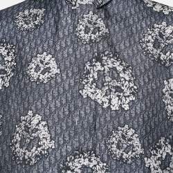 مملوكة مسبقًا Dior Homme Blue Printed Silk Half Sleeve Shirt M 
