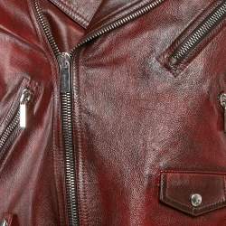 Dior Homme Burgundy Leather Zip-Up Jacket S