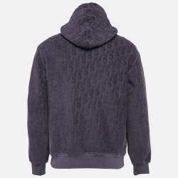 Pre Owned Dior Purple Oblique Jacquard Terry Cotton Hooded Sweatshirt M