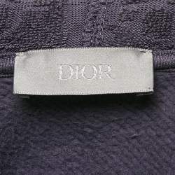 Pre Owned Dior Purple Oblique Jacquard Terry Cotton Hooded Sweatshirt M