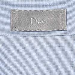 Dior Homme Blue Cotton Button Front Shirt XL