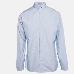 Dior Homme Blue Cotton Button Front Shirt XL