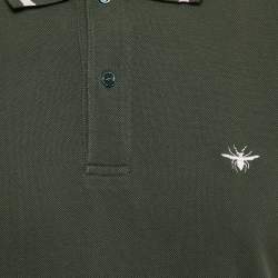 Dior Homme Green Bee Embroidered Cotton Polo T-Shirt L