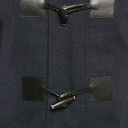 Pre Owned Dior Homme Navy Blue Wool Hooded Zip-Up Overcoat XS