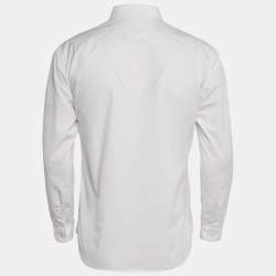 Pre Owned Dior Homme White Logo Embroidery Cotton Button Front Shirt M