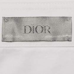 Pre Owned Dior Homme White Logo Embroidery Cotton Button Front Shirt M