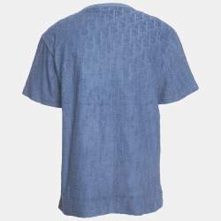 Pre Owned Dior Homme Blue Oblique Terry Jacquard Crewneck T-Shirt M
