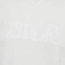 Pre Owned Dior Homme White Logo Embroidered Jersey Crewneck T-Shirt M