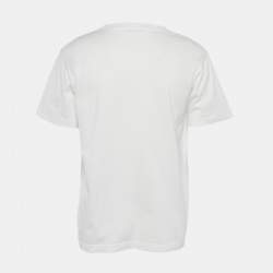 Pre Owned Dior Homme White Logo Embroidered Jersey Crewneck T-Shirt M