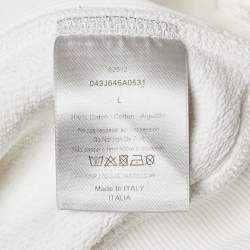 Pre Owned Dior Homme White Logo Print Cotton Long Sleeve Hoodie L 