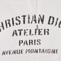 Pre Owned Dior Homme White Logo Print Cotton Long Sleeve Hoodie L 