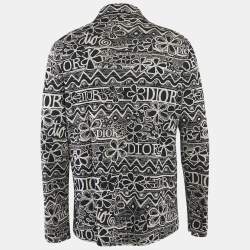 Pre Owned Dior Homme Blue Jacquard Cotton Knit Shirt L