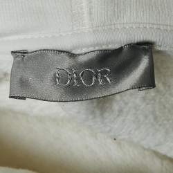 Dior Homme White CD Applique Cotton Knit Hoodie XXL