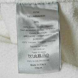Dior Homme White CD Applique Cotton Knit Hoodie XXL