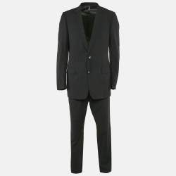 Dior Homme Black Wool Striped Single Breasted Pants Suit XL