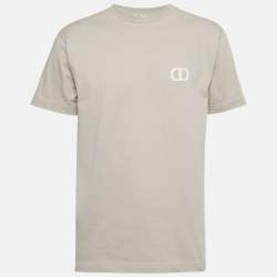 Dior Homme White Logo Embroidered Cotton Crew Neck T-Shirt