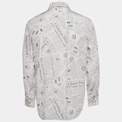 Dior Homme White News Paper Print Cotton Blend Shirt L