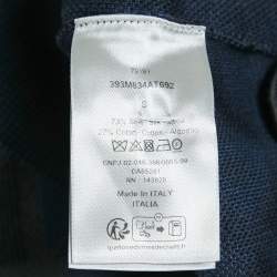 Pre Owned Dior Homme Blue/Grey Monogram Jersey Polo T-Shirt S