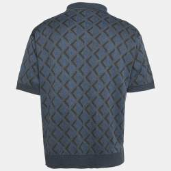 Pre Owned Dior Homme Blue/Grey Monogram Jersey Polo T-Shirt S