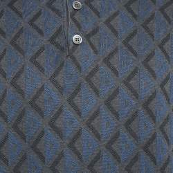 Pre Owned Dior Homme Blue/Grey Monogram Jersey Polo T-Shirt S