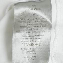 مملوكة مسبقًا Dior Homme White Logo Embroidery Cotton Crew Neck T-Shirt M