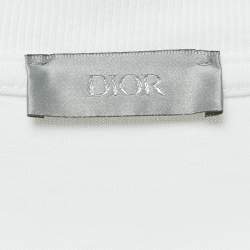 مملوكة مسبقًا Dior Homme White Logo Embroidery Cotton Crew Neck T-Shirt M