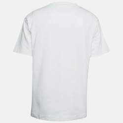 مملوكة مسبقًا Dior Homme White Logo Embroidery Cotton Crew Neck T-Shirt M