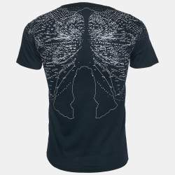 Pre Owned Dior Homme Navy Blue Printed Jersey V-Neck T-Shirt S