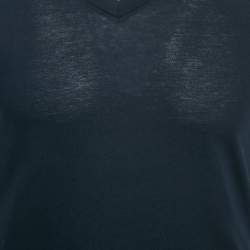 Pre Owned Dior Homme Navy Blue Printed Jersey V-Neck T-Shirt S