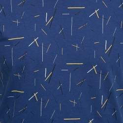 Pre Owned Dior Homme Blue Printed Jersey V-Neck T-Shirt XS
