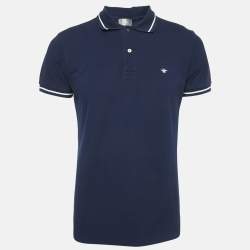 Dior Homme Blue Cotton Pique Polo T-Shirt L