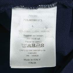 Pre Owned Dior Homme Blue Cotton Pique Polo T-Shirt L
